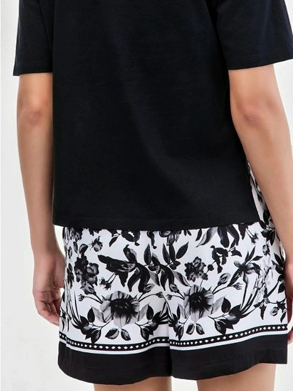 INC International Concepts Floral High Waist Shorts Black & White 🖤🤍